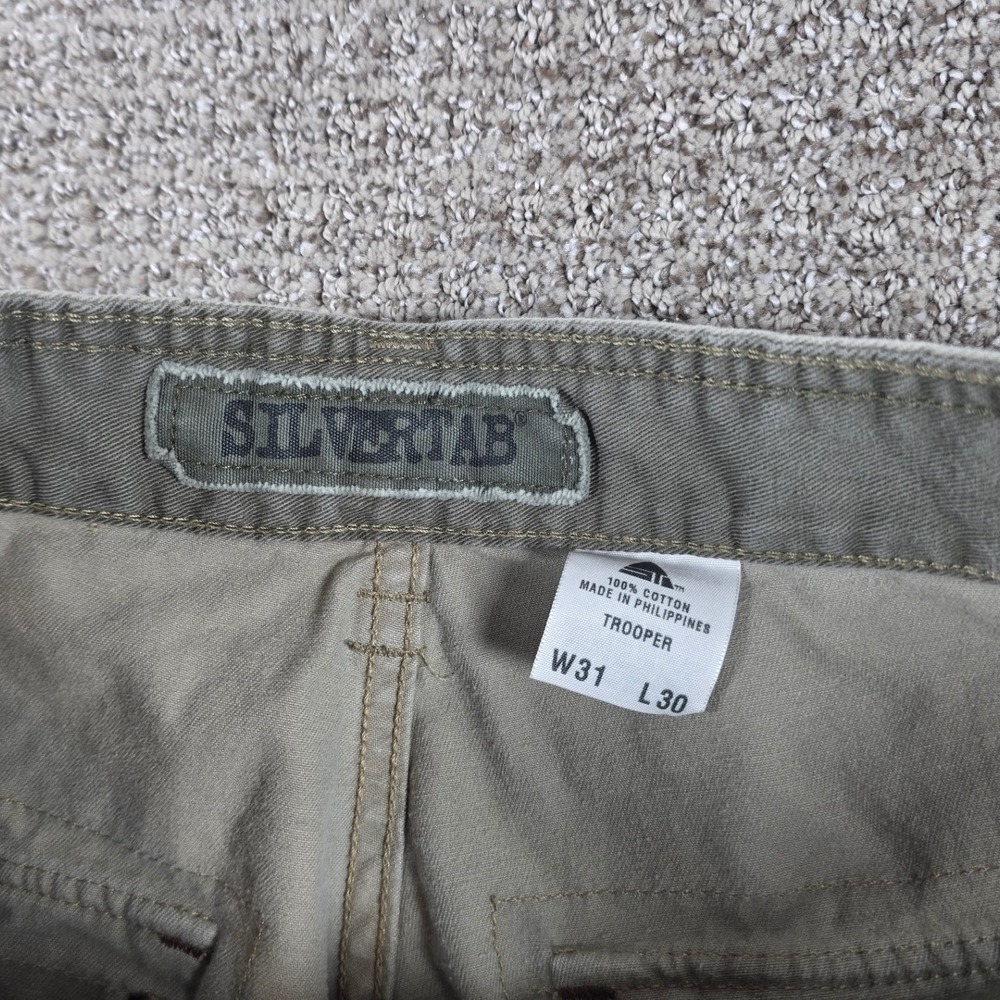 Vtg Levis SilverTab Trooper Cargo Pants Mens 32x28 Khaki Tan Baggy Y2K Tactical - Picture 6 of 11